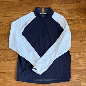 Peter Millar Men's Rain Windbreaker in Navy and White Medium New